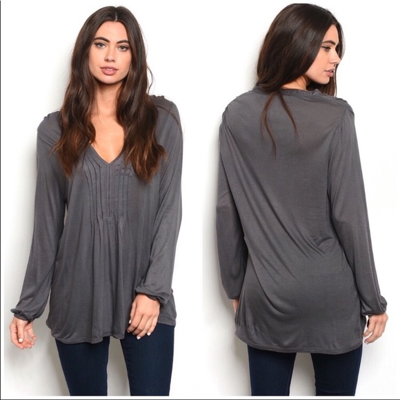 🌟Charcoal 🍃grey, 🍃flowy 💫peasant blouse💐🌟✨🌸 - Picture 6 of 6